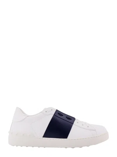 Valentino Garavani Open Leather Sneakers With Contrast Band And Stud Details Shoes In White