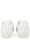 Valentino Open Sneakers In Leather With Contrast Colored Stripe And Stud Detail In White
