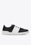 Valentino Garavani Open Leather Sneakers With Contrast Band And Stud Details Shoes In Black