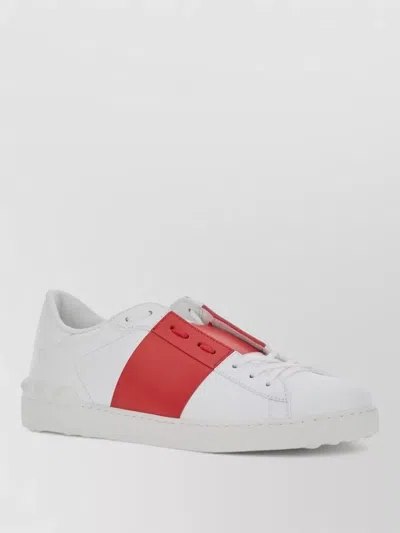 Valentino Garavani Open Low Top Sneakers Rubber Sole Stripe In White