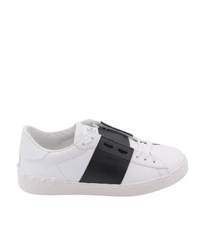 Valentino Garavani Open Leather Sneakers With Contrast Band And Stud Details Shoes In White