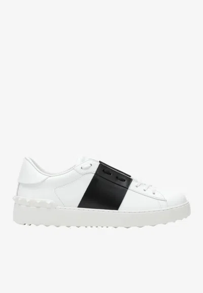 Valentino Garavani Open Rockstud Leather Sneakers In White