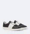 Valentino Garavani Open Leather Sneakers With Contrast Band And Stud Details Shoes In Black