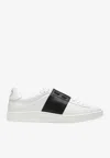 Valentino Garavani Minimalist Leather Sneakers With Contrasting Stripe Detail And Vlogo Signature In White