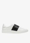 Valentino Garavani Minimalist Leather Sneakers With Contrasting Stripe Detail And Vlogo Signature In White