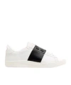 Valentino Blue Calf Leather Bos Taurus Low Top Sneakers In White