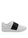 Valentino Garavani Minimalist Leather Sneakers With Contrasting Stripe Detail And Vlogo Signature In White