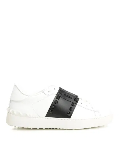Valentino Garavani Valentino Calfskin Sneakers With Contrasting Bands And Rubber Studs In White