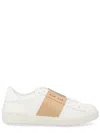 Valentino Open Sneakers In Leather With Contrast Colored Stripe And Stud Detail In Nude