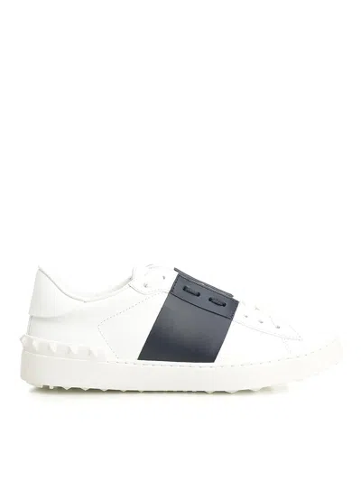 Valentino Garavani Open Leather Sneakers With Contrast Band And Stud Details Shoes In White