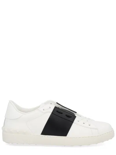 Valentino Garavani Open Leather Sneakers With Contrast Band And Stud Details Shoes In White