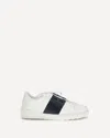 Valentino Blue Calf Leather Bos Taurus Low Top Sneakers In Black