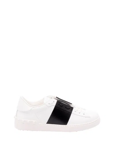 Valentino Garavani Open Leather Sneakers With Contrast Band And Stud Details Shoes In White