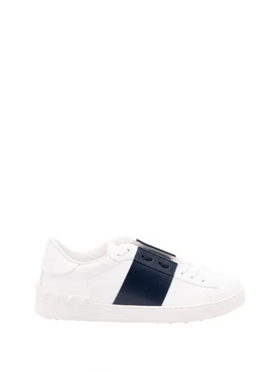 Valentino Garavani Open Leather Sneakers With Contrast Band And Stud Details Shoes In White
