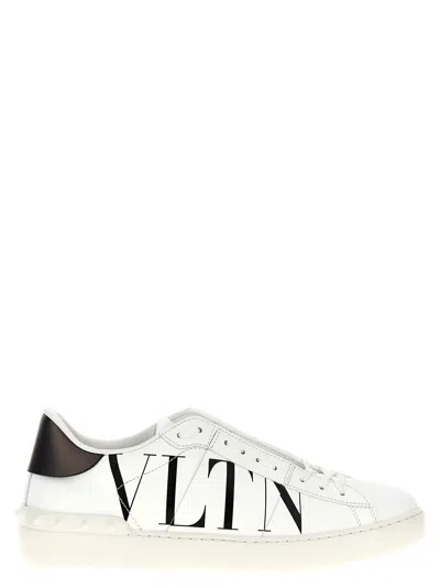 Valentino Garavani White Open 'vltn' Sneakers In A01 Bianco/nero/dark