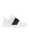 Valentino Calfskin Sneakers With Contrasting Bands And Rubber Studs In White