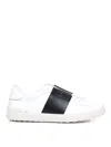 Valentino Blue Calf Leather Bos Taurus Low Top Sneakers In White
