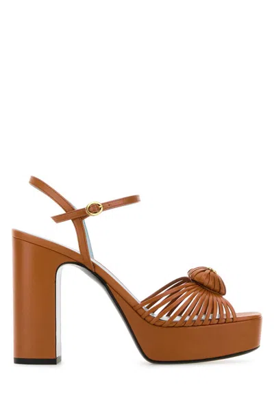 Valentino Garavani Orange Leather Vlogo Signautre Sandals In Multi