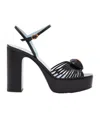 Valentino Vlogo Royal Heart Leather Platform Sandals In Black