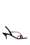 Valentino Garavani Embellished Satin Mid-heel Sandals In Black
