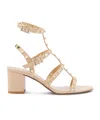 Valentino Garavani Light Beige Pyramid Studded Sandal With 60mm Block Heel In Nude