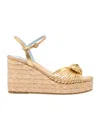 Valentino Garavani Royal Wedge Sandal In Metallic Nappa Leather 100mm Woman Antique Brass 38 In Nude