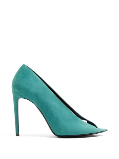 Valentino Garavani Open Toe Révélé Suede Pumps 105mm Woman Aquamarine 40 In Blue