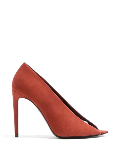 Valentino Garavani Open Toe Révélé Suede Pumps 105mm Woman Rust 37 In Multi