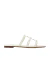 Valentino Open Toe Rivet Flat Bottom Cold Drag In White