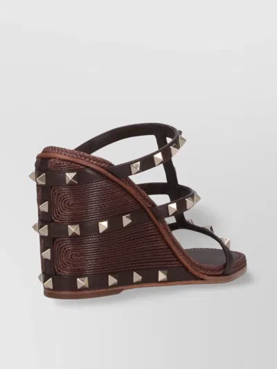 Valentino Garavani Open Toe Studded Wedge Sandals