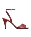 Valentino Dark Red Leather Sandalo Ladycrush In Red