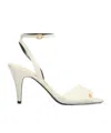 Valentino Ivory Goat Leather Stiletto Sandal With Striped Strap In White