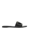 Valentino Black Vlogo Cut-out Calfskin Slide Sandals In Black