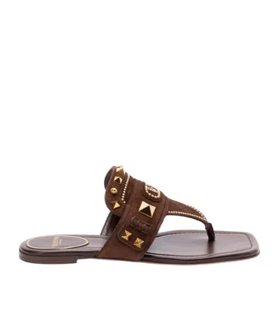 Valentino Garavani Open-toed Slippers In Brown