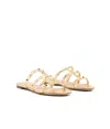 Valentino Garavani Rockstud Laminated Nappa Slide Sandal Woman Antique Brass 41 In Nude