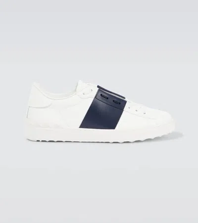 Valentino Garavani Open Vitello Tecnic Leather Sneakers In Blue