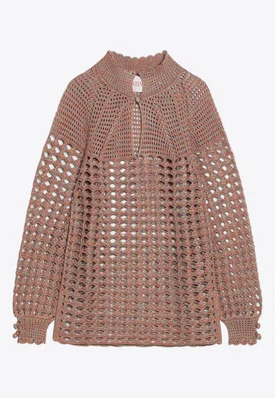 VALENTINO OPENWORK LINEN SWEATER