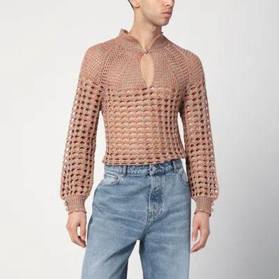 VALENTINO OPENWORK SWEATER IN LINEN BLEND
