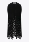 Valentino Openwork Wool And Cashmere Cape In Black