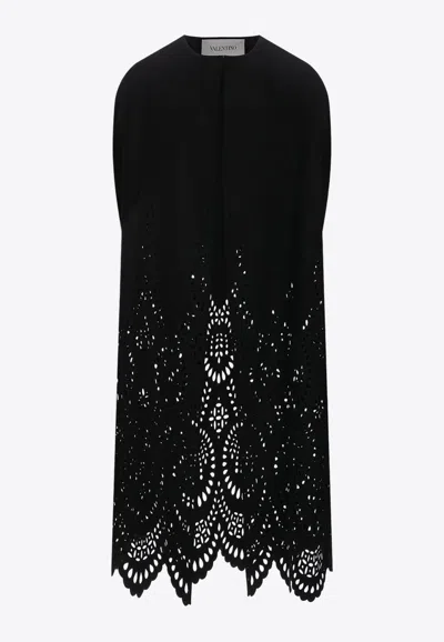 Valentino Openwork Wool And Cashmere Cape In Black