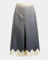 Valentino Optical Degrade Chevron Silk Twill Skirt Pants In Multi