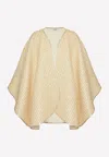 Valentino Optical V-logo Jacquard Poncho In Gold