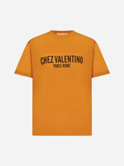 VALENTINO ORANGE CHEZ VALENTINO PRINT T-SHIRT