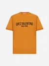 Valentino Cotton T-shirt With Chez Print In Arancione