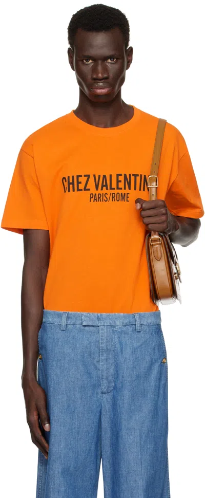Valentino Orange 'chez ' T-shirt In 146 Arancio