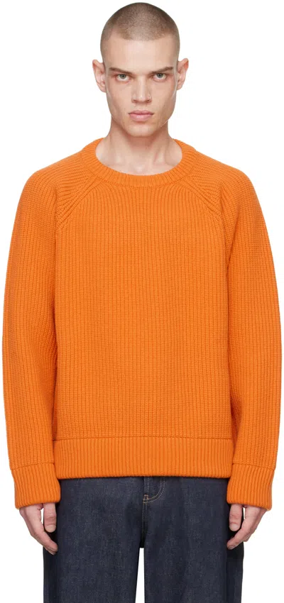 Valentino Wool Crewneck Jumper In Orange