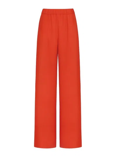 Valentino Silk Wide-leg Trousers In Orange