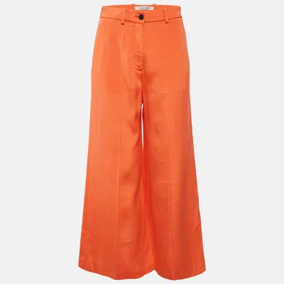 Pre-owned Valentino Orange Wool Wide Leg Trousers M