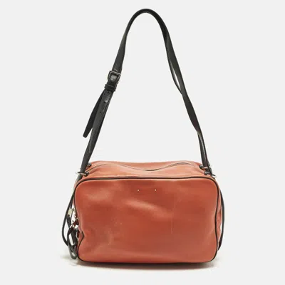 Pre-owned Valentino Garavani Orange/black Leather Duffel Bag