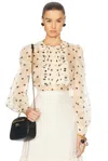 Valentino Organza Pois Sport Shirt In Avorio & Nero
